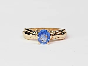 TRADITIONAL 14ky Gold 0.70ct. Oval Natural Blue Sapphire Solitaire Ring Sz 6 - Picture 1 of 21