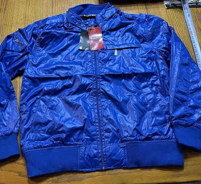 Chaqueta de motociclista universitaria de satén azul real Regal Wear XL de colección años 90 hip hop (0353-vv) Foto 1 de 4