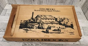 Ezra Brooks Wood Storage Box With 6 Empty Bottles Advertising Display"6 Pack" - Picture 1 of 11