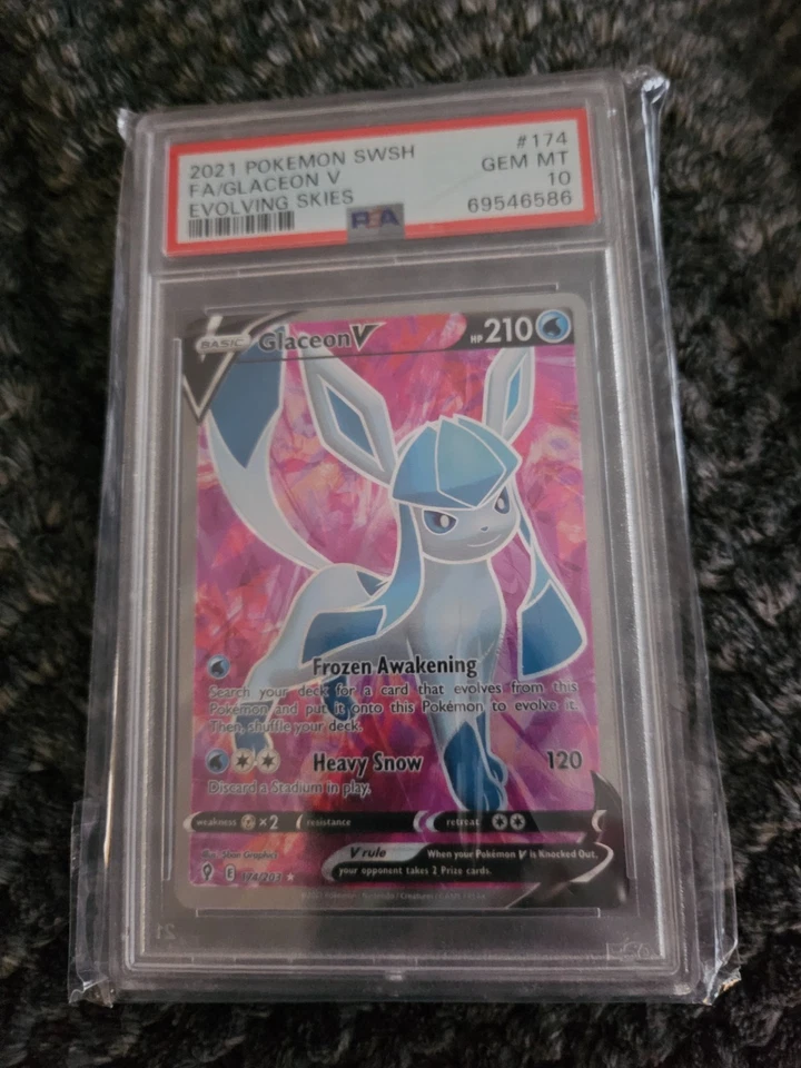 2021 POKEMON SWSH GLACEON V EVOLVING SKIES 174/203 PSA 10 - Image 1 of 2