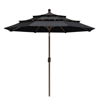 EE. UU. 10 años sin decoloración 9 pies 3 niveles mercado paraguas patio paraguas exterior pestaña... Foto 1 de 4