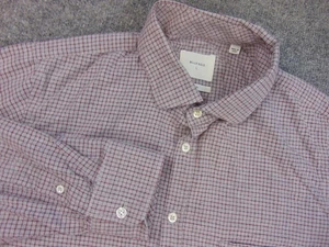 Billy Reid Mens Large Standard Fit Check Plaid Shirt Red White Long Sleeve Italy - Picture 1 of 8