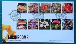 2025 Mushrooms Set of 10 On Royal Mail FDC Hill Top Farm Near Sawrey Ambleside - Picture 1 of 2