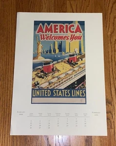2006 February Travel Calendar Page America Welcomes You United States Lines - Picture 1 of 4