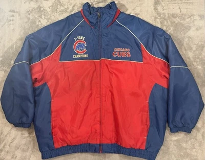 Chicago Cubs Jacket Mens 3XL Red Blue Genuine Merchandise Windbreaker Mock Neck - Image 1 of 4