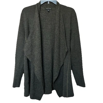 Eileen Fisher Cardigan Size Large Open Front Black Green Gray Merino Wool - Image 1 of 4