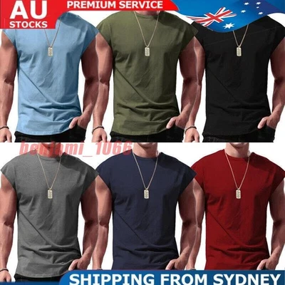 Men's Sleeveless T-Shirt Sports Muscle Tank Top Solid Blank Workout Summer Shirt - image 1 of 4