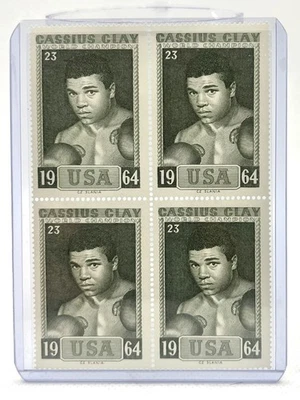 1964 Slania Stamps Block of 4 Muhammad Ali/Cassius Clay Rookie - Image 1 of 2