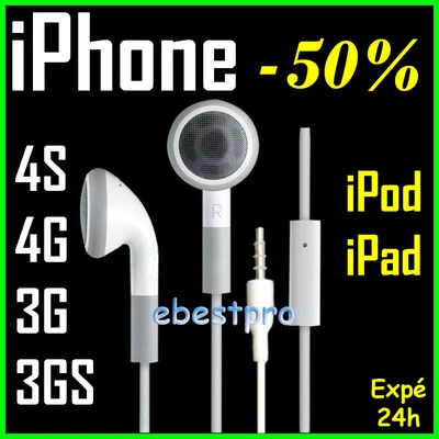 EBESTSTAR Accessoire Casque Kit Main Libre Pieton Ecouteur pour iPhone 3G S iPod +Film