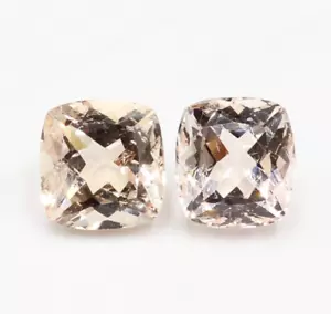 Natural Peach Morganite, Cushion Shape, Loose Gemstone, Morganite Pair 5.05 Ct - Picture 1 of 4