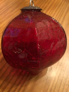 VINTAGE KUGEL MIDWEST CRACKLE GLASS ORNAMENT - Picture 1 of 8
