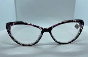 NWT +3.00 Pop Fashion Reading Glasses Black Purple Multi Cat Eye Readers W/Case - Picture 1 of 8