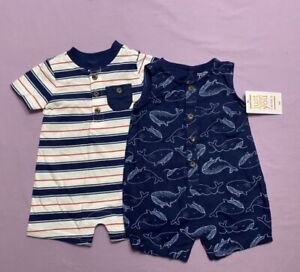 Just One You  Carter's Baby Boys Ocean Wales 2pc Romper Navy