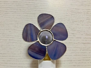 Flower Night Light, Purple Stained Glass, Wall plug in, Handmade Home Decor - Picture 1 of 10