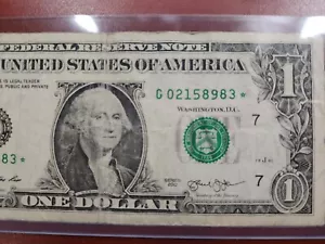 Star Note District G Chicago Federal Reserve Bank * $ 1 2013 - Bild 1 von 3