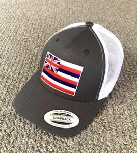 State of HAWAII Flag Hat SnapBack Trucker Mesh Cap Handcrafted in the USA! - Picture 1 of 3