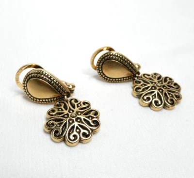 Premier Designs Gold Tone Reverse Teardrop Dangle Clip Earrings - Image 1 of 4