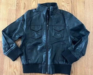 Shaun White Jacket Boys XS Black Full Zip Faux Leather Jacket - Picture 1 of 5