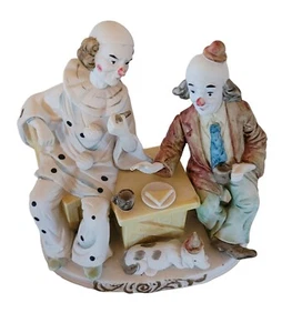 Vintage “Ceramic Clowns Coffee Break” with Dog Porcelain Figurine - Picture 1 of 6