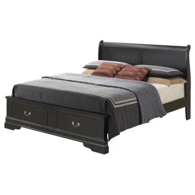 Cama de almacenamiento Glory Furniture Louis Phillipe King en color negro Foto 1 de 4