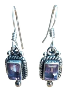 Silber-Ohrringe Amethyst Stein Ohrstecker 925 er Sterling Silberschmuck Lila - Bild 1 von 1