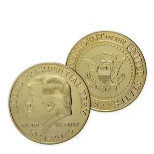 Collectible Donald Trump 2021-2025 Gold President Coin Commemorative Gift - Picture 1 of 5