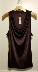 Ann Taylor ärmelloses fließendes Wasserfallausschnitt Top, aubergine, 100 % Viskose, Größe M, neu mit Etikett - Bild 1 von 12