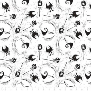 DISNEY NIGHTMARE BEFORE CHRISTMAS JACK SKELLINGTON ON THE HILL FABRIC SOLD BHY - Picture 1 of 1