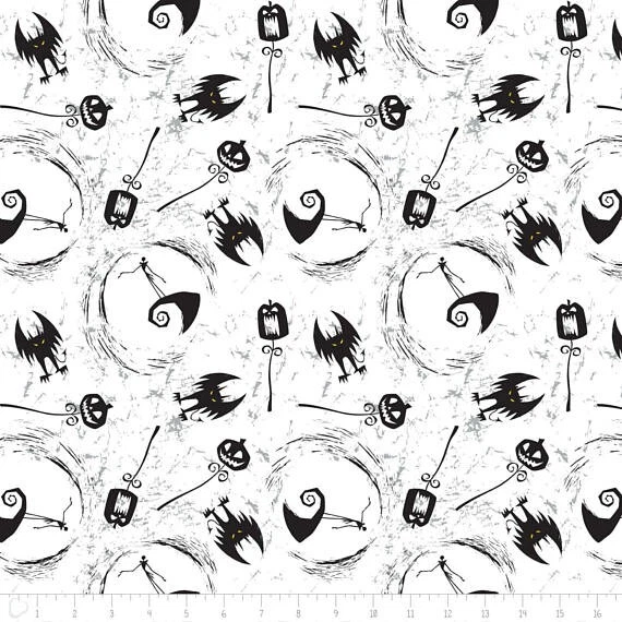 DISNEY NIGHTMARE BEFORE CHRISTMAS JACK SKELLINGTON ON THE HILL FABRIC SOLD BHY - Image 1 of 1