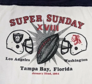 maglietta vintage 1983 Los Angeles Raiders Washington Redskins Super Bowl M - Foto 1 di 7