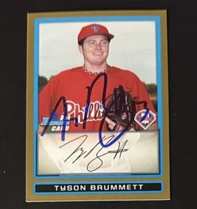 Tarjeta automática firmada por Tyson Brummett 2009 Bowman #BP29 Phillies ~ auténtica - Imagen 1 de 2