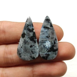 Rare blue fire larvikite cabochon pair larvikite gemstone for jewelry M7470 AU - Picture 1 of 5