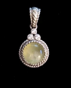 JUDITH RIPKA Sterling Silver Green Prehnite CZ Pendant Enhancer - Picture 1 of 5