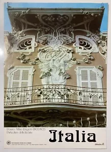 Original Reise Poster Italien Alitalia Pesaro Villino Ruggeri Fluggesellschaft Jugendstil - Bild 1 von 7