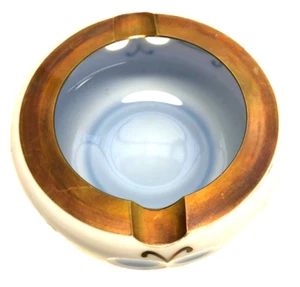 Vintage Decorative Cut Overlay Glass Beautiful Powder Blue Ashtray Hand Painted - Picture 1 of 5