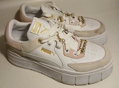 PUMA Mayze Stacked Edgy Platform Sneakers Beige Pink White  Size 7  389607-01 - Image 1 of 4
