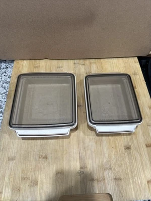 Vintage Litton Ware Conventional Oven Microwave Lidded Cookware set 2 w/ lids * - Image 1 of 4