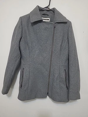 kristen blake coat Wool asymmetrical Zipper Jacket Grey Women M Pockets Vintage  - Image 1 of 4