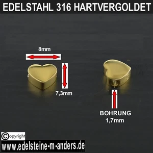 Edelstahl Schmuck Zwischenteil Herz 8mm Zwischenperlen Spacer Ketten Armband - Bild 1 von 1