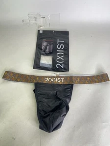 2xist Sexy Sliq Classic Thong Underwear Black Beauty Golden Links Mens Size L - Picture 1 of 5
