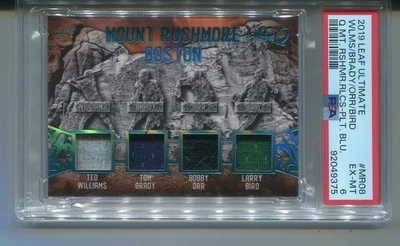 2019 Leaf Ultimate Ted Williams Tom Brady Bobby Orr Larry Bird Rushmore Relic /4 - Image 1 of 2