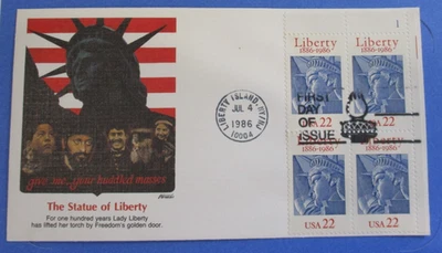 FDC 1986 FLEETWOOD CACHET FDC "STATUE of LIBERTY"  POSTED LIBERTY ISLAND, NY" - Image 1 of 4