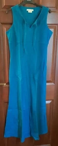 Vintage Laura Ashley Turquoise Linen Dress. Size 14. - Picture 1 of 8