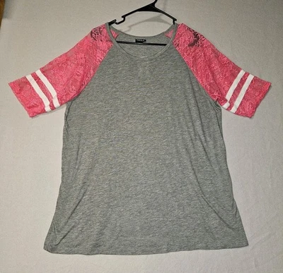 Camisa para mujer Torrid calce clásico manga encaje flaco camiseta raglán talla 2 18-20 nueva con etiquetas Foto 1 de 4