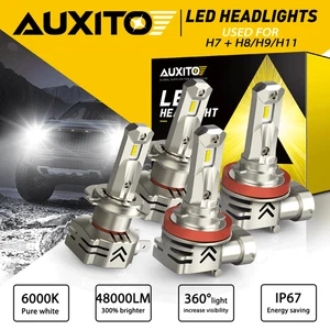 4PC H7 H11 Headlight LED Bulb Xenon White High/Low Beam 48000LM Conversion Kit - Picture 1 of 14