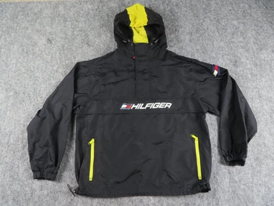 Vintage Tommy Hilfiger Jacket Mens Medium Black Spellout Anorak Sailing 90s Y2K - Image 1 of 4