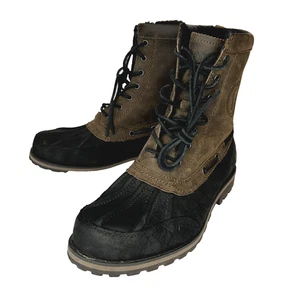 Polo Ralph Lauren Stiefel Herren 8D Braun Schwarz Weiß Leder Schnürer Ente - Bild 1 von 12