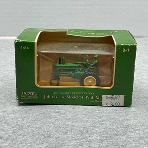Vintage Green Power: John Deere Model A Die-Cast Metal Tractor w/ Man #15572A - Picture 1 of 3