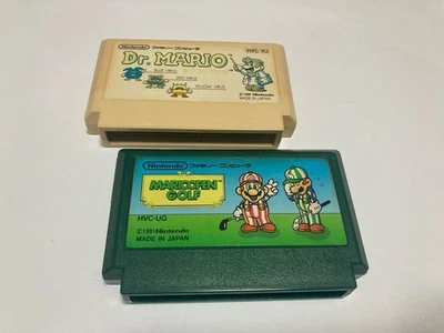 Dr. Mario + Mario Open Golf Titles Lot Nintendo Famicom FC In Stock Japan import - Image 1 of 3