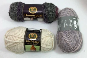 Lion Brand Homespun Wool-Ease Thick & Quick Yarn w/ Patons Yarn Lot of 3 - Picture 1 of 8